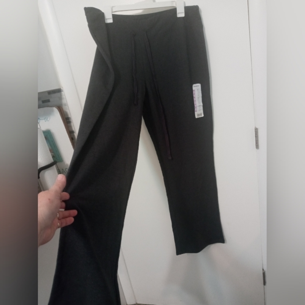 Eddie Baur Dark gray Wide Leg Drawstring Waist Casual Lounge Everyday Pants XXL